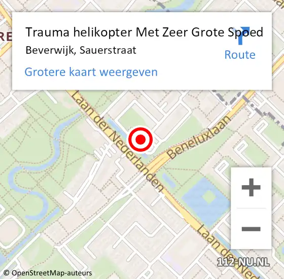 Locatie op kaart van de 112 melding: Trauma helikopter Met Zeer Grote Spoed Naar Beverwijk, Sauerstraat op 27 april 2024 05:23
