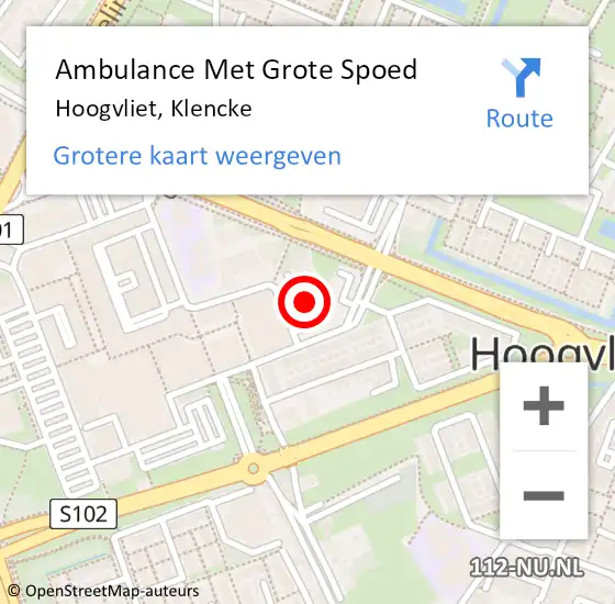 Locatie op kaart van de 112 melding: Ambulance Met Grote Spoed Naar Hoogvliet, Klencke op 27 april 2024 05:38