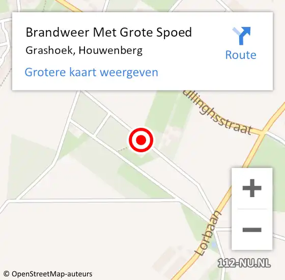 Locatie op kaart van de 112 melding: Brandweer Met Grote Spoed Naar Grashoek, Houwenberg op 27 april 2024 05:42