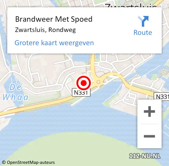 Locatie op kaart van de 112 melding: Brandweer Met Spoed Naar Zwartsluis, Rondweg op 27 april 2024 05:43