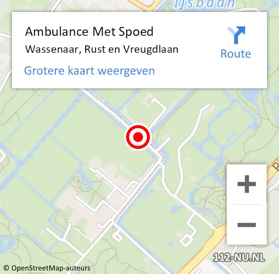 Locatie op kaart van de 112 melding: Ambulance Met Spoed Naar Wassenaar, Rust en Vreugdlaan op 3 oktober 2014 19:31