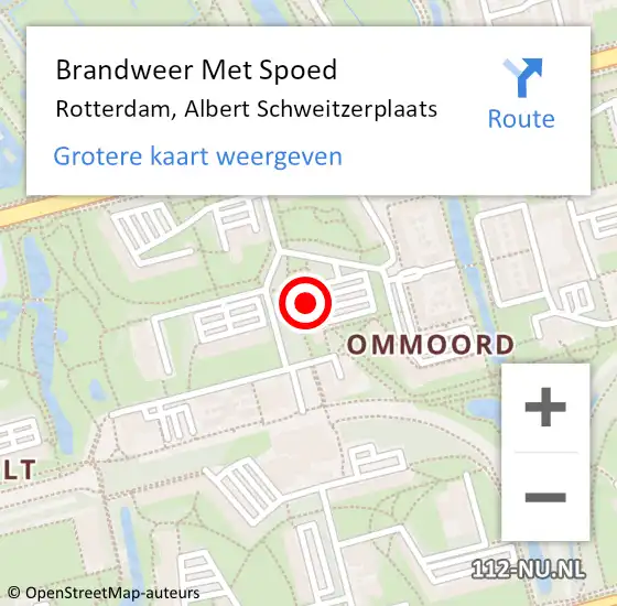 Locatie op kaart van de 112 melding: Brandweer Met Spoed Naar Rotterdam, Albert Schweitzerplaats op 27 april 2024 06:23
