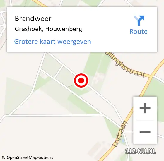 Locatie op kaart van de 112 melding: Brandweer Grashoek, Houwenberg op 27 april 2024 06:42