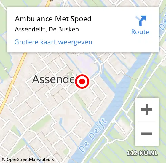 Locatie op kaart van de 112 melding: Ambulance Met Spoed Naar Assendelft, De Busken op 27 april 2024 06:43