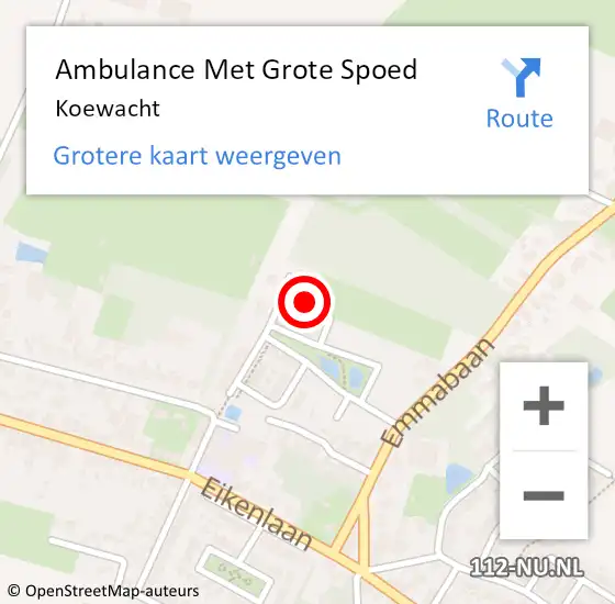 Locatie op kaart van de 112 melding: Ambulance Met Grote Spoed Naar Koewacht op 27 april 2024 08:06