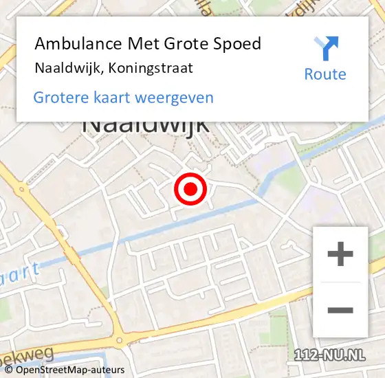 Locatie op kaart van de 112 melding: Ambulance Met Grote Spoed Naar Naaldwijk, Koningstraat op 27 april 2024 08:40