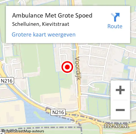 Locatie op kaart van de 112 melding: Ambulance Met Grote Spoed Naar Schelluinen, Kievitstraat op 3 oktober 2014 19:40