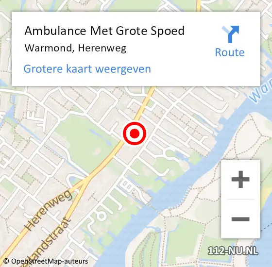 Locatie op kaart van de 112 melding: Ambulance Met Grote Spoed Naar Warmond, Herenweg op 27 april 2024 08:59