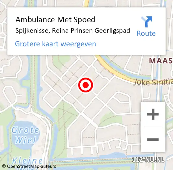 Locatie op kaart van de 112 melding: Ambulance Met Spoed Naar Spijkenisse, Reina Prinsen Geerligspad op 27 april 2024 09:04