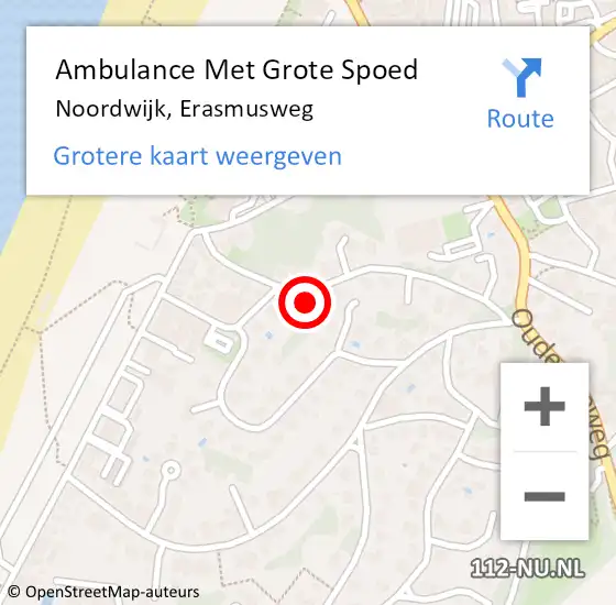 Locatie op kaart van de 112 melding: Ambulance Met Grote Spoed Naar Noordwijk, Erasmusweg op 27 april 2024 09:24