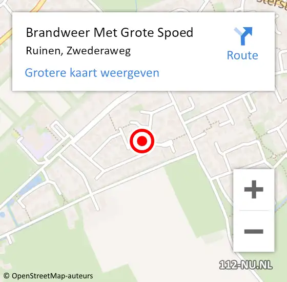 Locatie op kaart van de 112 melding: Brandweer Met Grote Spoed Naar Ruinen, Zwederaweg op 27 april 2024 09:24