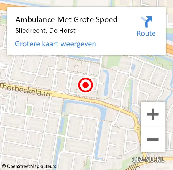 Locatie op kaart van de 112 melding: Ambulance Met Grote Spoed Naar Sliedrecht, De Horst op 27 april 2024 09:53