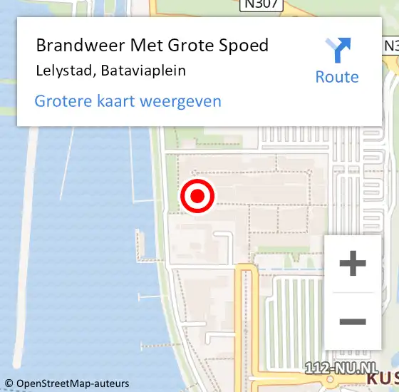 Locatie op kaart van de 112 melding: Brandweer Met Grote Spoed Naar Lelystad, Bataviaplein op 27 april 2024 09:55