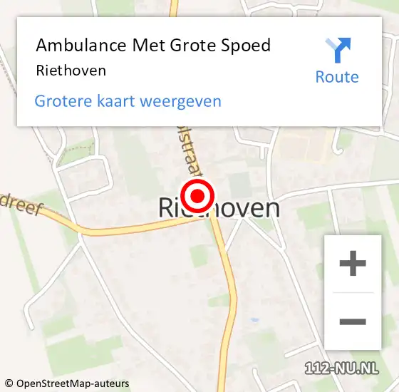 Locatie op kaart van de 112 melding: Ambulance Met Grote Spoed Naar Riethoven op 27 april 2024 09:59
