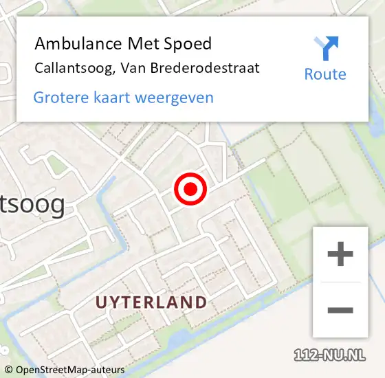 Locatie op kaart van de 112 melding: Ambulance Met Spoed Naar Callantsoog, Van Brederodestraat op 27 april 2024 10:13