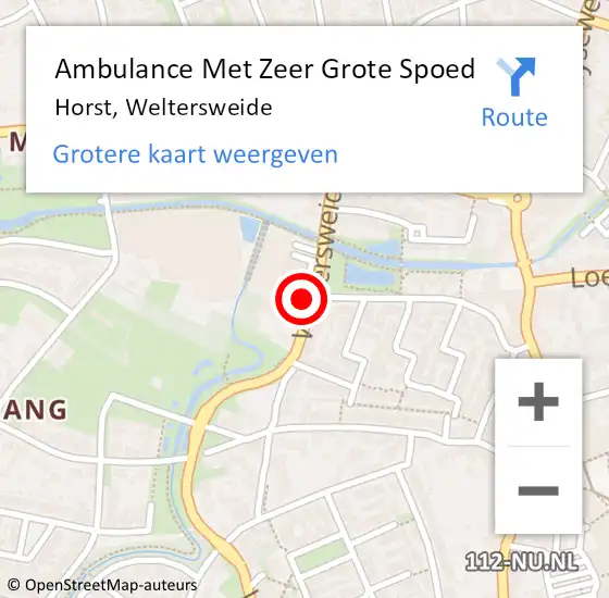 Locatie op kaart van de 112 melding: Ambulance Met Zeer Grote Spoed Naar Horst, Weltersweide op 27 april 2024 10:18