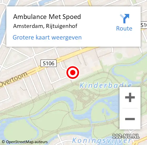 Locatie op kaart van de 112 melding: Ambulance Met Spoed Naar Amsterdam, Rijtuigenhof op 27 april 2024 10:50