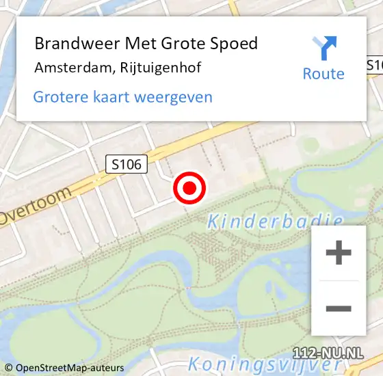 Locatie op kaart van de 112 melding: Brandweer Met Grote Spoed Naar Amsterdam, Rijtuigenhof op 27 april 2024 10:50
