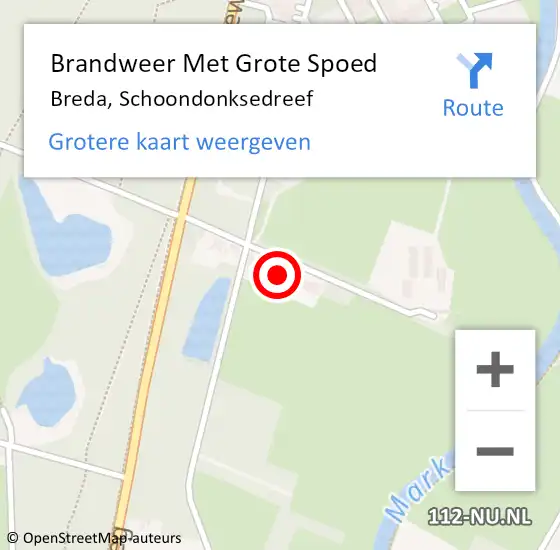 Locatie op kaart van de 112 melding: Brandweer Met Grote Spoed Naar Breda, Schoondonksedreef op 27 april 2024 11:18