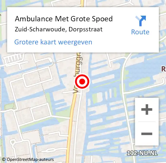 Locatie op kaart van de 112 melding: Ambulance Met Grote Spoed Naar Zuid-Scharwoude, Dorpsstraat op 27 april 2024 11:57