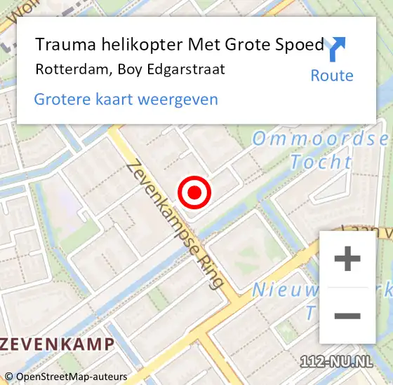 Locatie op kaart van de 112 melding: Trauma helikopter Met Grote Spoed Naar Rotterdam, Boy Edgarstraat op 27 april 2024 12:52