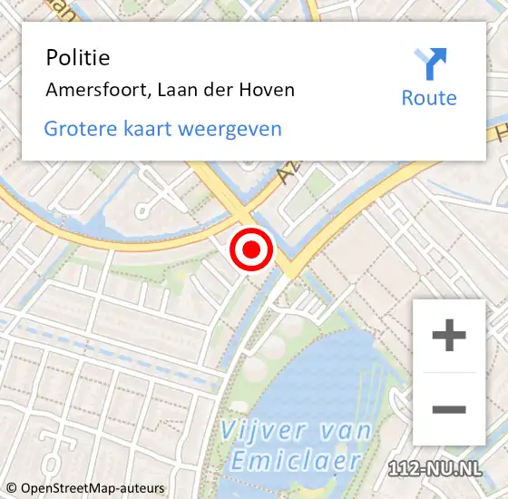 Locatie op kaart van de 112 melding: Politie Amersfoort, Laan der Hoven op 27 april 2024 12:56