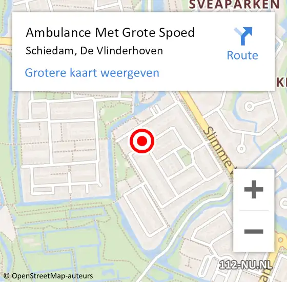 Locatie op kaart van de 112 melding: Ambulance Met Grote Spoed Naar Schiedam, De Vlinderhoven op 27 april 2024 13:04