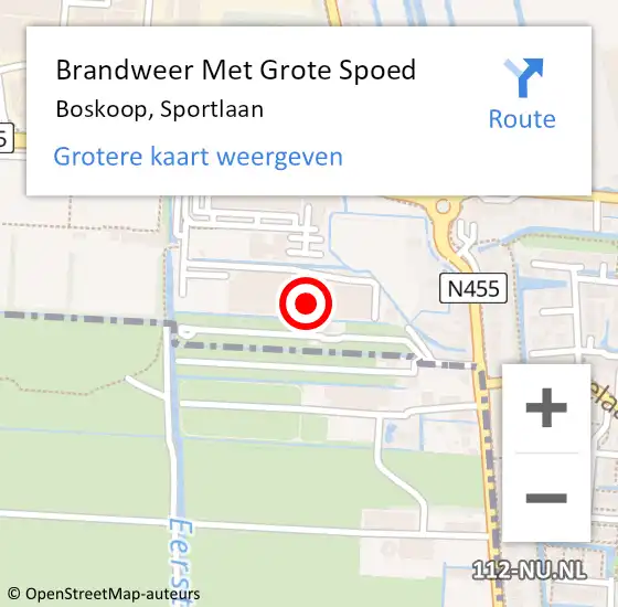 Locatie op kaart van de 112 melding: Brandweer Met Grote Spoed Naar Boskoop, Sportlaan op 27 april 2024 13:18