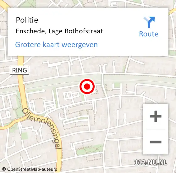 Locatie op kaart van de 112 melding: Politie Enschede, Lage Bothofstraat op 27 april 2024 13:26