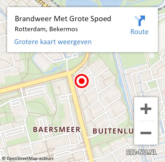 Locatie op kaart van de 112 melding: Brandweer Met Grote Spoed Naar Rotterdam, Bekermos op 27 april 2024 13:28