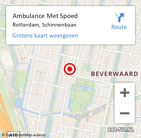 Locatie op kaart van de 112 melding: Ambulance Met Spoed Naar Rotterdam, Schinnenbaan op 27 april 2024 13:34