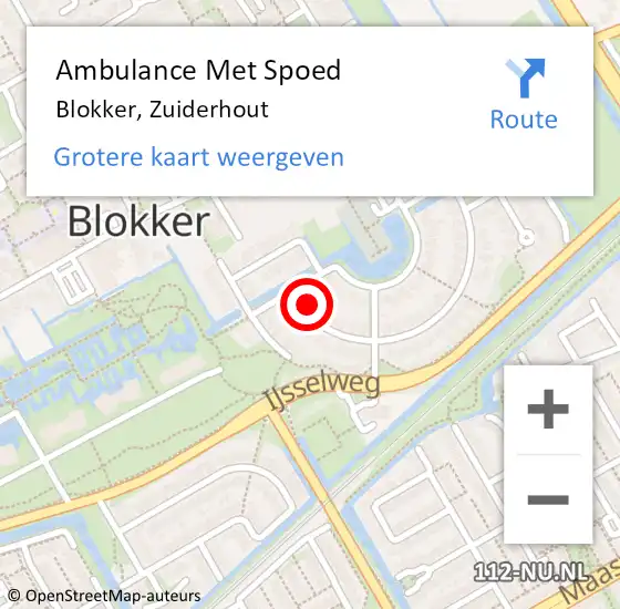 Locatie op kaart van de 112 melding: Ambulance Met Spoed Naar Blokker, Zuiderhout op 27 april 2024 13:40