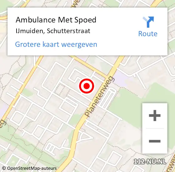 Locatie op kaart van de 112 melding: Ambulance Met Spoed Naar IJmuiden, Schutterstraat op 27 april 2024 13:43