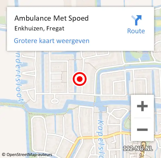 Locatie op kaart van de 112 melding: Ambulance Met Spoed Naar Enkhuizen, Fregat op 27 april 2024 13:47