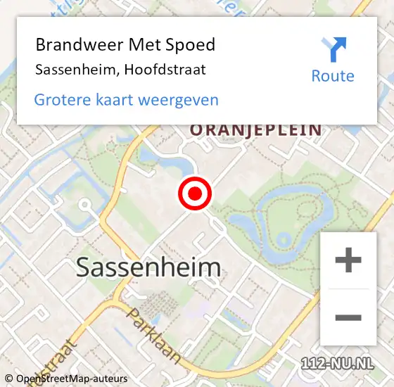 Locatie op kaart van de 112 melding: Brandweer Met Spoed Naar Sassenheim, Hoofdstraat op 27 april 2024 13:48