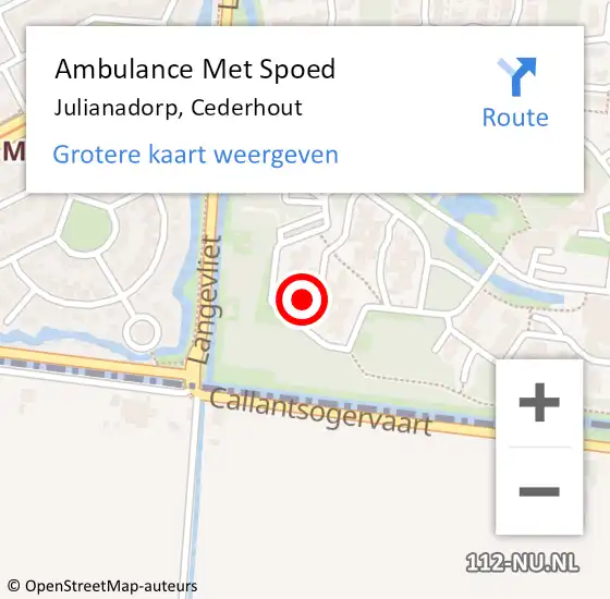 Locatie op kaart van de 112 melding: Ambulance Met Spoed Naar Julianadorp, Cederhout op 27 april 2024 14:00