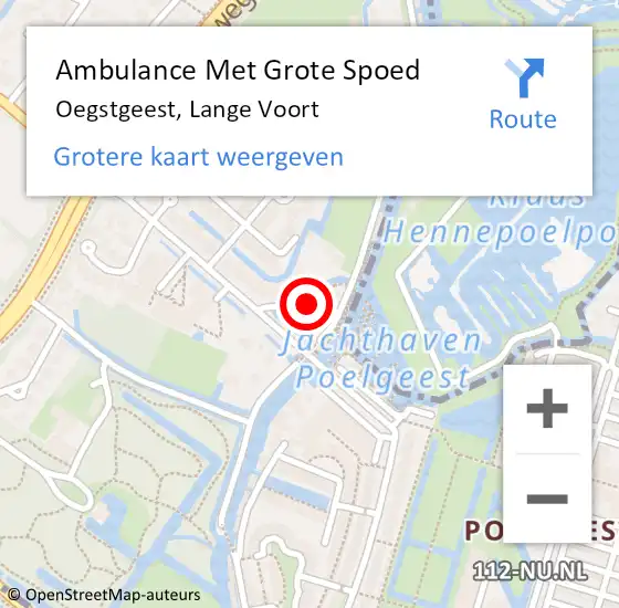 Locatie op kaart van de 112 melding: Ambulance Met Grote Spoed Naar Oegstgeest, Lange Voort op 27 april 2024 14:10