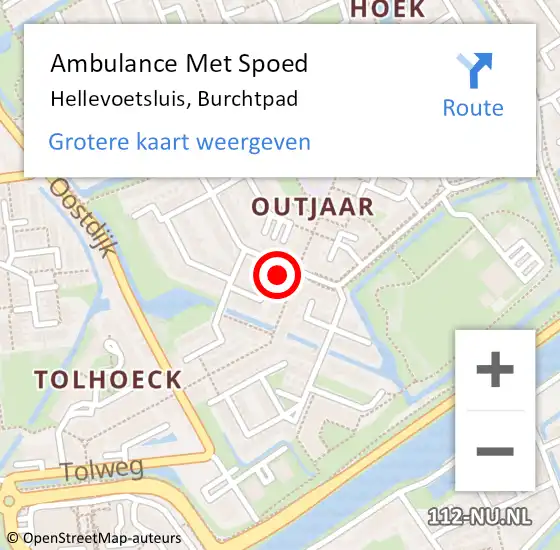 Locatie op kaart van de 112 melding: Ambulance Met Spoed Naar Hellevoetsluis, Burchtpad op 27 april 2024 14:20