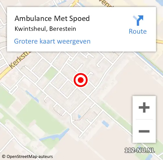 Locatie op kaart van de 112 melding: Ambulance Met Spoed Naar Kwintsheul, Berestein op 27 april 2024 14:28