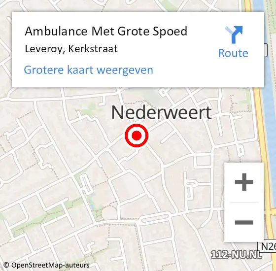 Locatie op kaart van de 112 melding: Ambulance Met Grote Spoed Naar Leveroy, Kerkstraat op 27 april 2024 14:29