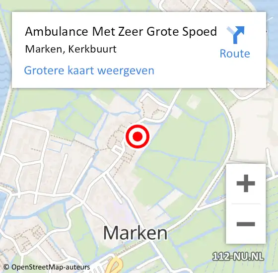 Locatie op kaart van de 112 melding: Ambulance Met Zeer Grote Spoed Naar Marken, Kerkbuurt op 27 april 2024 14:40