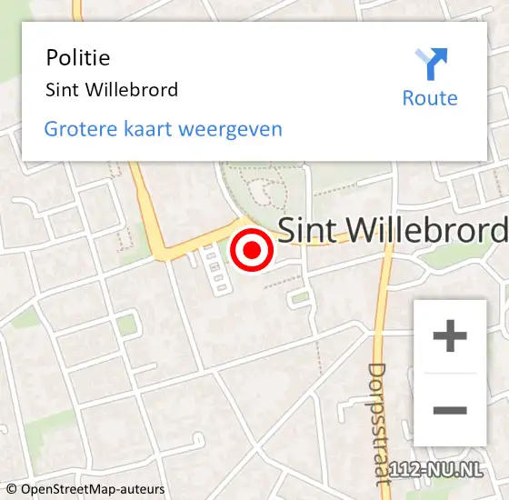 Locatie op kaart van de 112 melding: Politie Sint Willebrord op 27 april 2024 14:42