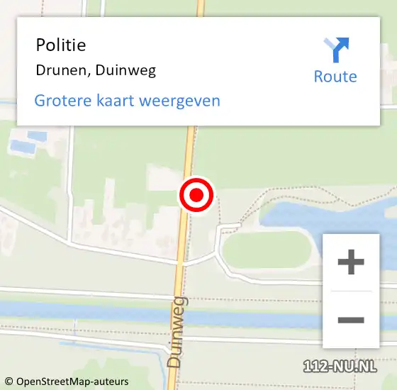 Locatie op kaart van de 112 melding: Politie Drunen, Duinweg op 27 april 2024 14:43