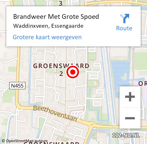 Locatie op kaart van de 112 melding: Brandweer Met Grote Spoed Naar Waddinxveen, Essengaarde op 3 oktober 2014 20:23