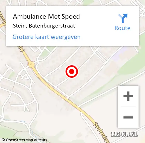 Locatie op kaart van de 112 melding: Ambulance Met Spoed Naar Stein, Batenburgerstraat op 3 oktober 2014 20:24