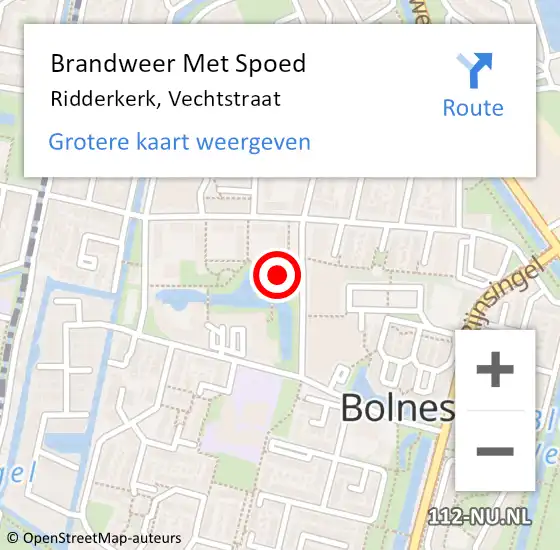 Locatie op kaart van de 112 melding: Brandweer Met Spoed Naar Ridderkerk, Vechtstraat op 27 april 2024 15:10
