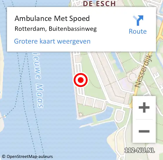 Locatie op kaart van de 112 melding: Ambulance Met Spoed Naar Rotterdam, Buitenbassinweg op 27 april 2024 15:21
