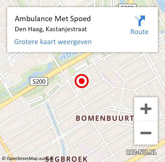 Locatie op kaart van de 112 melding: Ambulance Met Spoed Naar Den Haag, Kastanjestraat op 27 april 2024 15:25