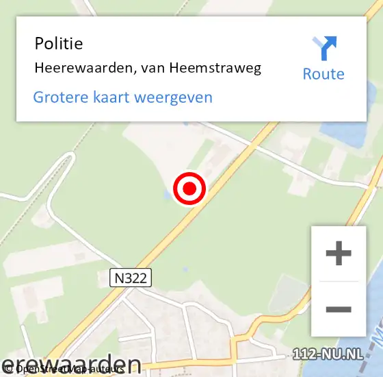 Locatie op kaart van de 112 melding: Politie Heerewaarden, van Heemstraweg op 27 april 2024 15:28