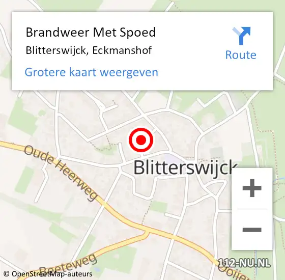 Locatie op kaart van de 112 melding: Brandweer Met Spoed Naar Blitterswijck, Eckmanshof op 27 april 2024 15:31